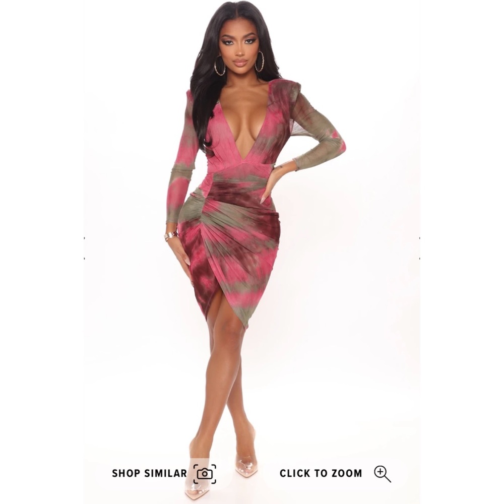 Fashion Nova Plunge Mesh Dress